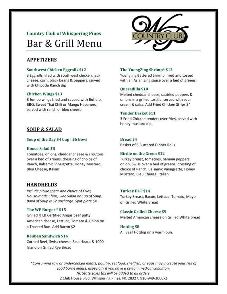 Whispering Pines Dining » Country Club of Whispering Pines